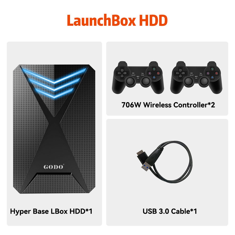 Launchbox 2T Retro Gaming Hard Drive Disk Game Console for PS4 PS3 PS2