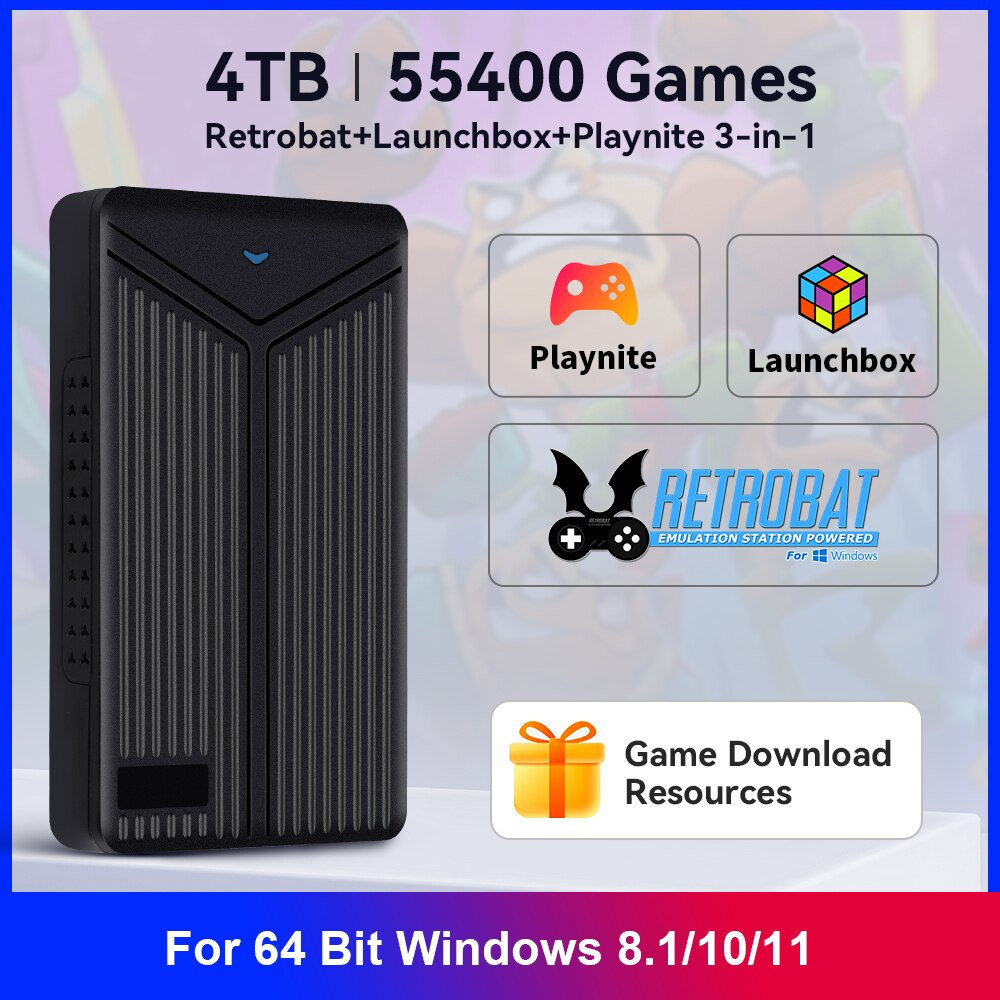 Launchbox-Disco Rígido Externo Portátil, Game Cube para PC com Windows,  Disco Rígido com 45000 +