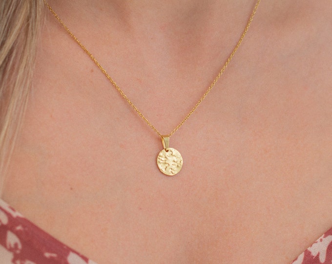 gold coin necklace, gold chain necklace, 18k gold necklace, gold layered necklace, gold disc necklace, medallion necklace, gold coin pendant