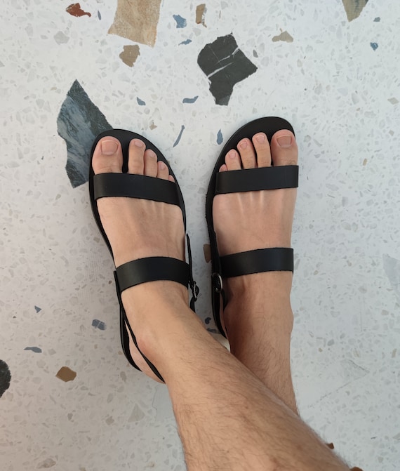Greek Sandals men, Handmade Sandals, Black Leather Sandals, Summer Shoes Men, Roman Sandal, Gift For Him, 100% Genuine Leather Black Sandals