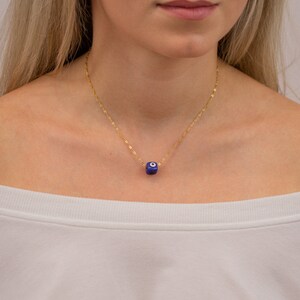 evil eye necklace, evil eye pendant, gold chain necklace, gold choker, thin gold chain, protection necklace, something blue, unique gift image 4