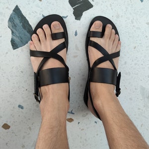 Black leather sandals for men, Greek sandals, Gladiator sandals, men&#39;s summer shoes, slingback sandals, men&#39;s sandals, 100% Genuine Leather