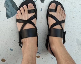Black leather sandals for men, Greek sandals, Gladiator sandals, men's summer shoes, slingback sandals, men's sandals, 100% Genuine Leather