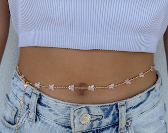 Bauchkette, Taillenkette, Körperschmuck, Schmetterling Bauchkette, Edelstahl Bauchkette, Boho Schmuck, Sommer Schmuck, handgemacht