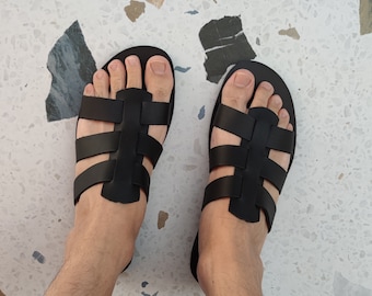 Sandali greci in pelle da uomo, scarpe estive da uomo, sandali gladiatori, sandali da uomo fatti a mano, sandali in pelle, sandali da spiaggia, regalo per lui