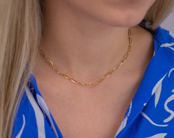 gold chain necklace, gold chain choker, 18k gold necklace, dainty gold necklace non tarnish, gold layered necklace, minimalist necklace