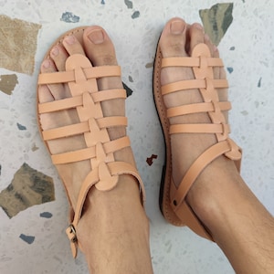 Gladiator Sandals Men, Greek Leather Sandals, Men&#39;s Summer Strappy Sandal, Spartan Sandal, Gift For Him, Made from Genuine Leather in Greece