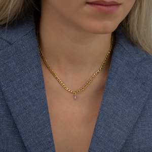 orange zircon gemstone necklace, gold chain necklace, stainless steel necklace, 21st birthday gift for women, minimalist necklace, handmade image 2