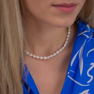 natural pearl necklace, freshwater pearl choker, natural pearl beaded necklace