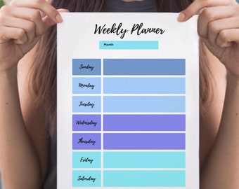 Digital Download, Productivity Planner, Weekly Planner, Weekly Schedule, Printable Planner, Blue Planner, Week Organizer, Themed Planner