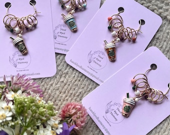 Coffee Stitch Marker Set | Knitting Progress Keeper, Crochet Notions