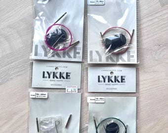 Cavi/cordoncini intercambiabili per ferri circolari LYKKE - Trasparente, rosa e verde