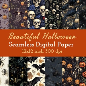 Beau papier numérique d’Halloween, modèles Halloween SEAMLESS, 12 modèles, 12x12in, utilisation commerciale, motif d’Halloween, téléchargement numérique