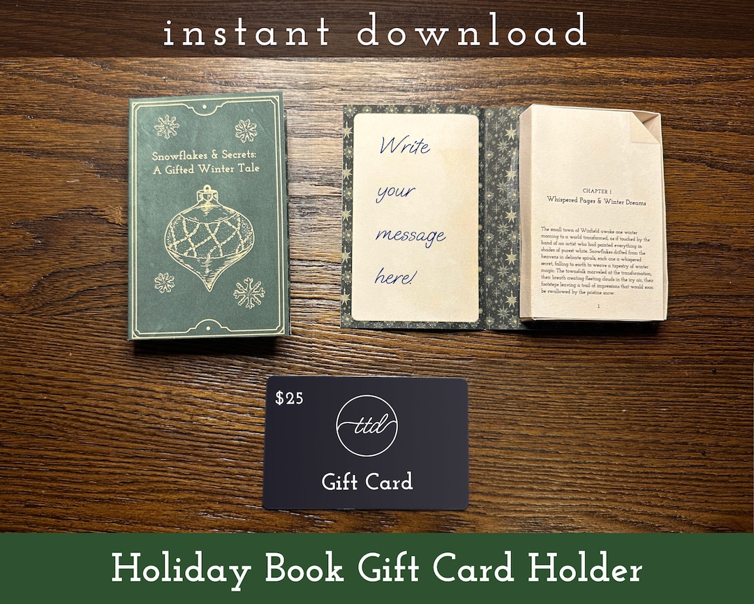 Winter Book Gift Card Holder Christmas Holidays Money Etsy