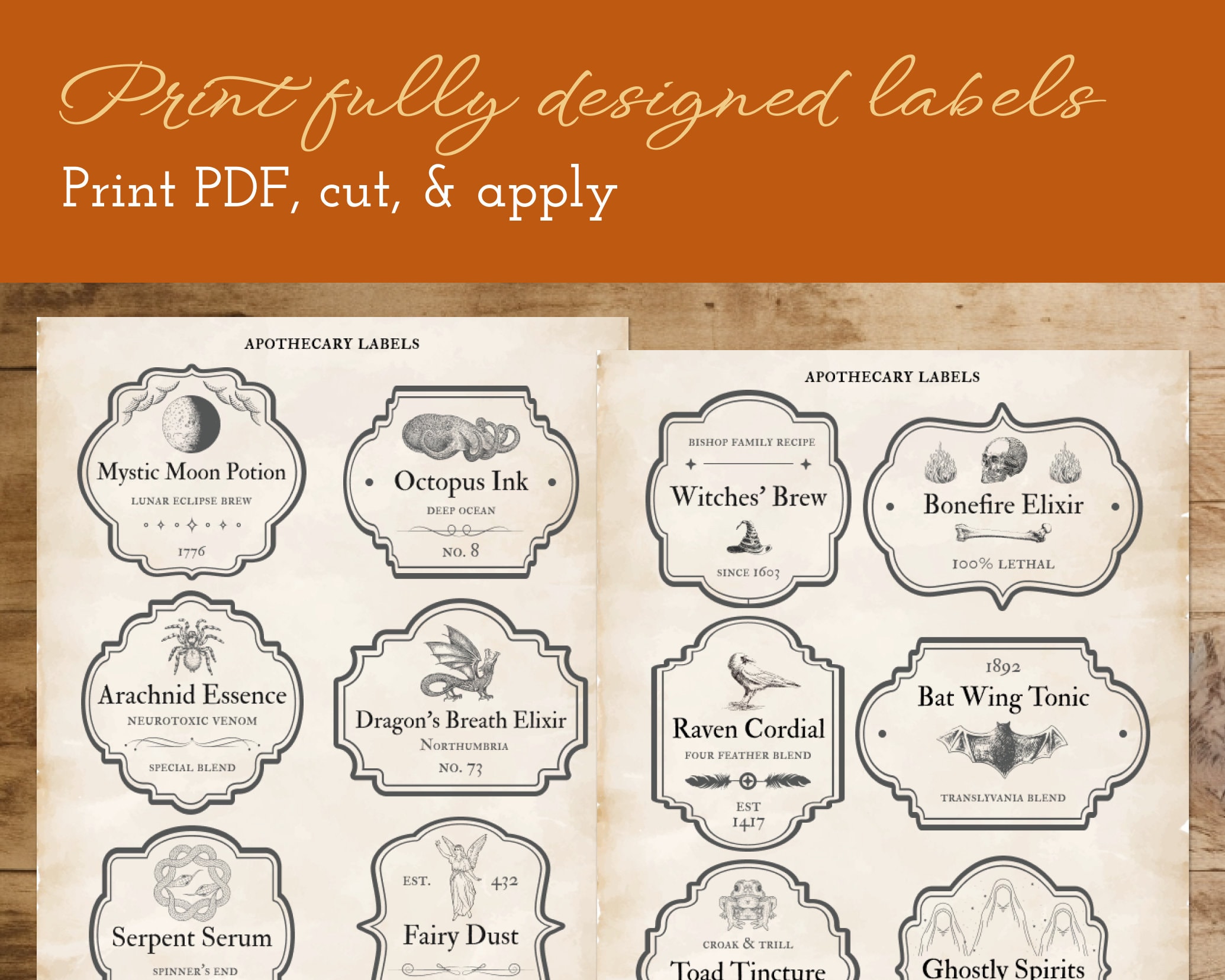 Witch Potion Bottle Labels, Vintage Apothecary Printable Halloween ...