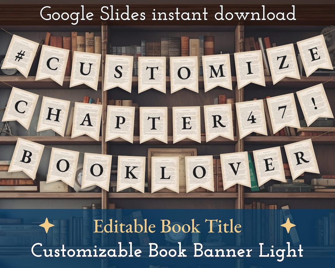 Editable Book Page Banner Template – Vintage Library Style (digital ...