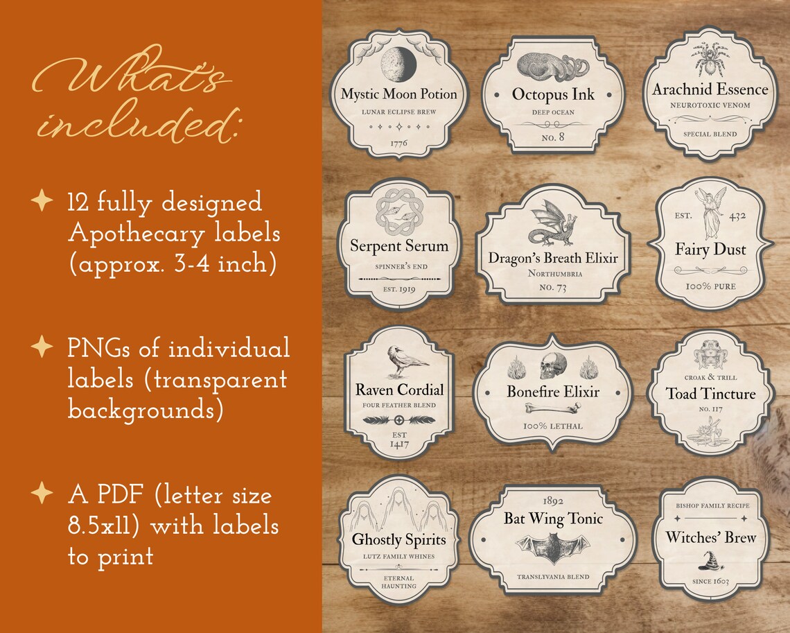 Witch Potion Bottle Labels, Vintage Apothecary Printable Halloween ...