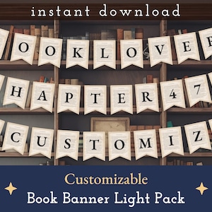 Guirnalda luminosa personalizable para páginas de libros, guirnalda para fiestas (descarga digital)