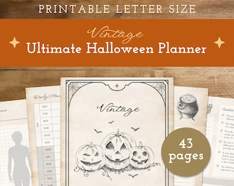 Vintage Halloween Planner, Halloween Planner Printable, Holiday Planner, Halloween Planner Insert, Printable Halloween Schedule, Fall Party