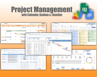 Google Sheets Project Management Template: Calendar, Kanban, Gantt Chart Timeline with Automation
