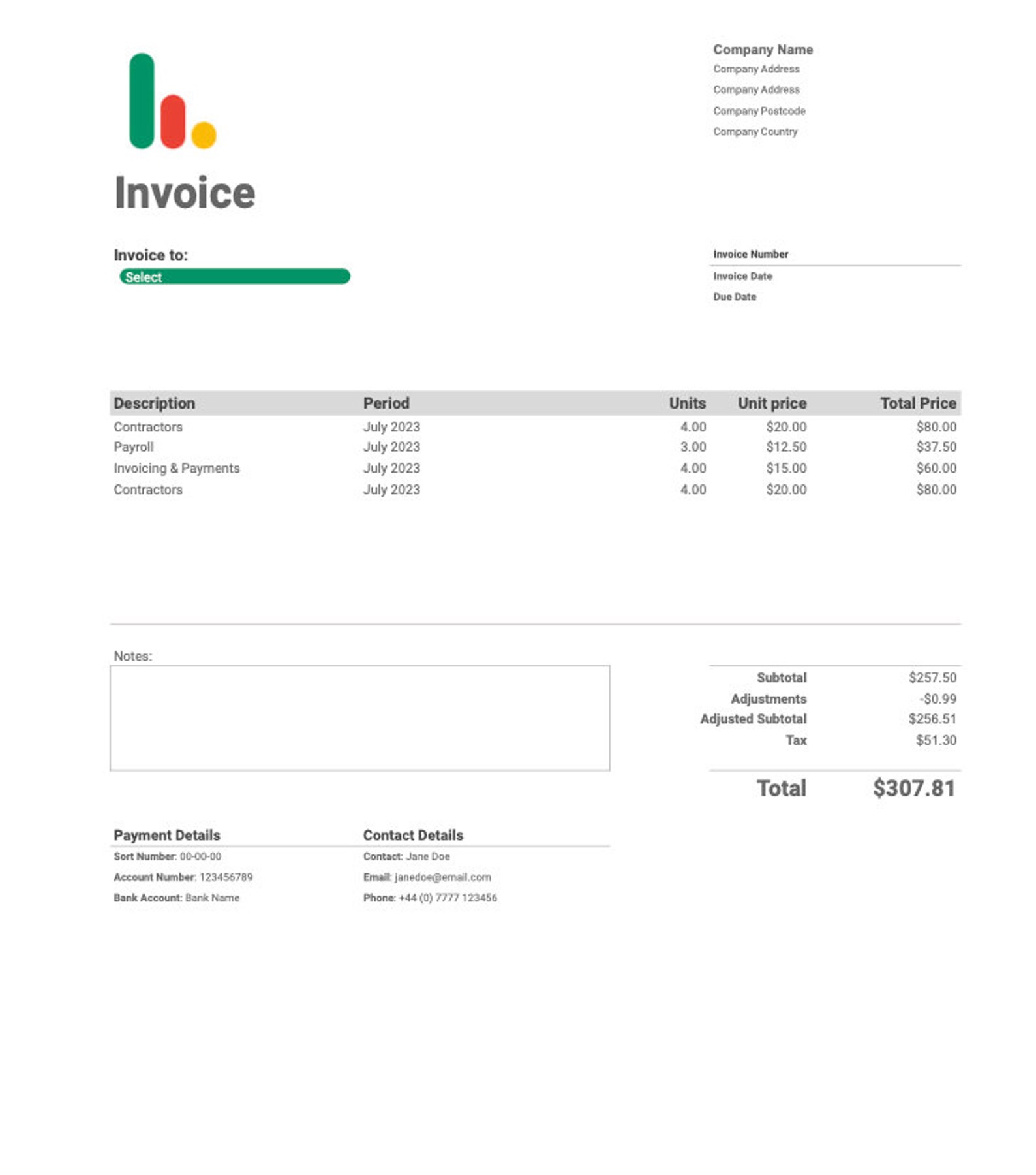 Invoice template google sheets automatic spreadsheet invoice generator