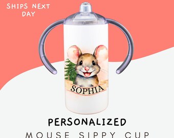 Personalized Gift Newborn Baby Girl, Custom Mouse Sippy Cup for Toddlers, Custom baby boy gift, Personalized Gift for Baby Shower