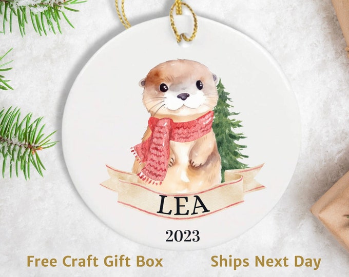 3 Otters Family Personalized Ornament Animal Family of Three Sea Otter