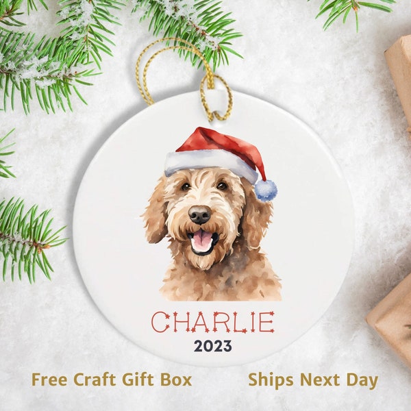 Handmade Personalized Goldendoodle Ornament, Custom Labradoodle Ornament, Labradoodle Gifts, Black Labradoodle Christmas Ornament