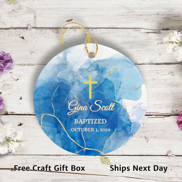 Personalized baptism ornament, baptism gift boy, adult baptism gift, godson baptism gift, confirmation gifts for girls, teen baptism gift