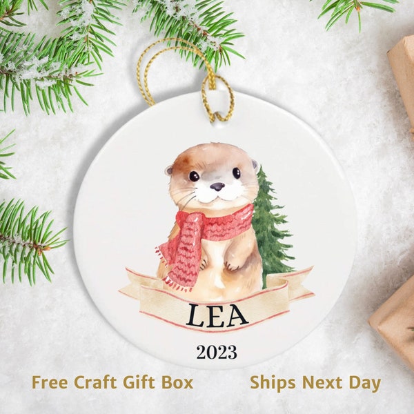 Adorable Otter Ornament for Christmas Tree or Home Decor, Personalized grandkids Ornament, Custom Otter Gifts,  Sea Otter Ornament