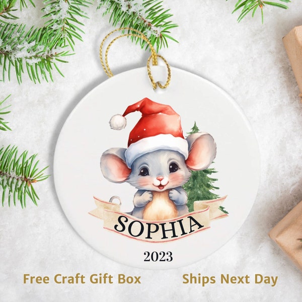 Personalized Kid Christmas Ornament, Custom Mouse Ornament, Custom kids gift