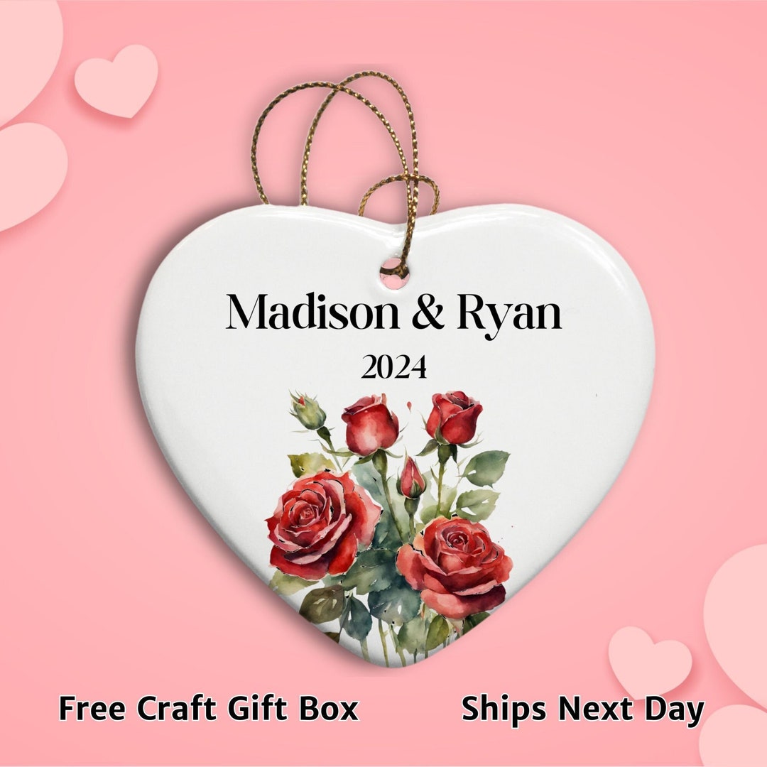 Personalized Romantic Gifts for Her, Roses Ornament, Anniversary Gift
