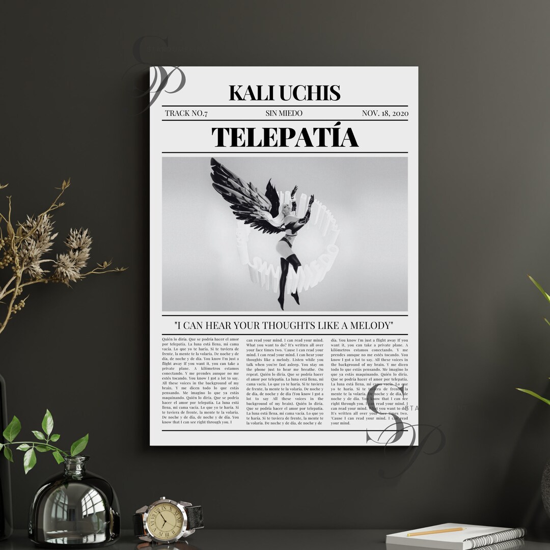 Kali Uchis Retro Newspaper Print Telepatía Lyrics Poster Sin - Etsy