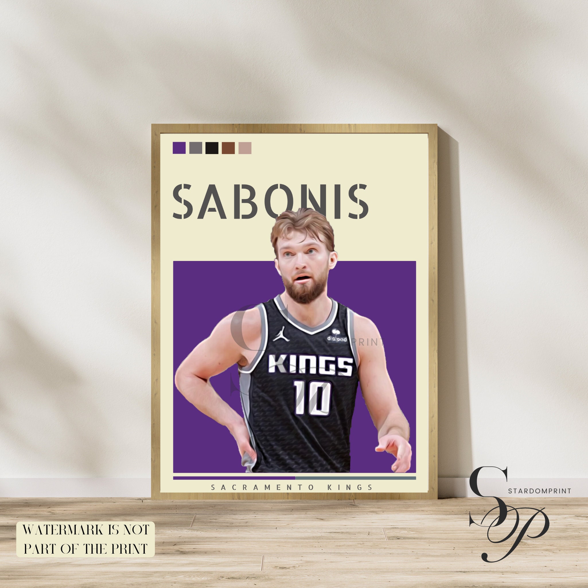 Domantas Sabonis Basketball Paper Poster Kings 4 - Domantas Sabonis -  Sticker