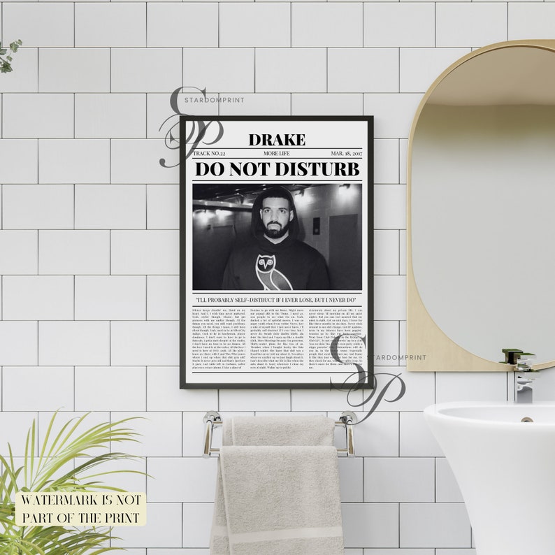 Drake Retro Newspaper Print Do Not Disturb Lyrics Poster Etsy