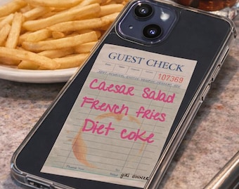 Girl dinner retro guest check cute phone case Caesar salad French fries diet coke foodie gift for friend pro max
