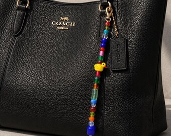 Colorful Duck Bag Charm, Y2K Purse Charm, Beaded Keychain, Cool Girl Handbag Accessory, Funky Bag Decor, Retro Kawaii Charm Gift