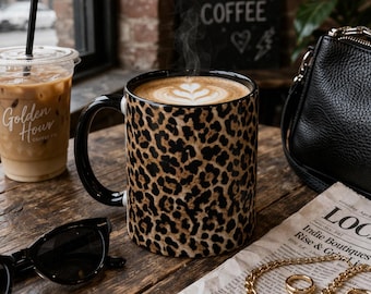 Leopard Print Coffee Mug | Cool Girl Aesthetic Cup | Cute Gift for Her | Tea Lover Housewarming | Dark Coquette Desk Decor | Cheetah Design