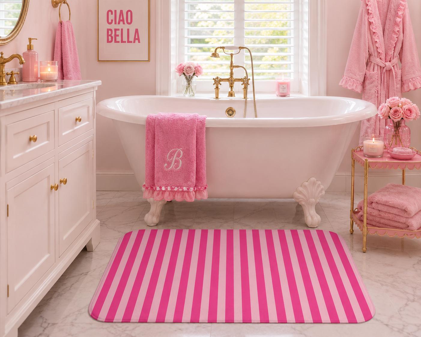 Pink bath mat