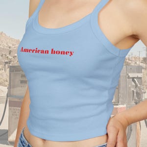 Americana baby tee American Honey Women&#39;s Spaghetti Strap Tank Top Y2K Aesthetic Summer