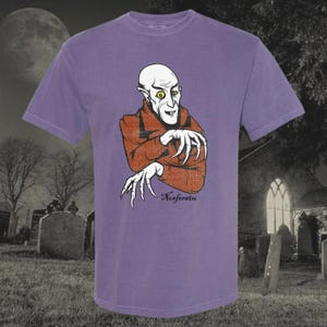 Nosferatu Vintage Halloween grafische katoenen T-shirt Vampire Dracula schattig herfst T-shirt spookachtig seizoen shirt cadeau voor vriend