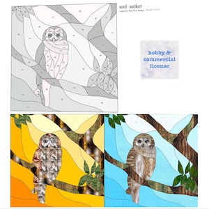 Owl Stained Glass Pattern: Wild Nature Panel Template (PDF Download)