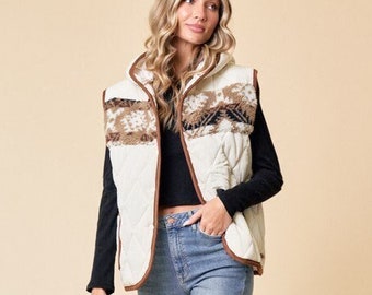 90s the North Face Aztec Print Fleece Vest Southwestern M Etsy
