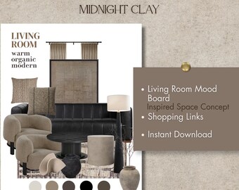 Warm Organic Bedroom Mood Board with Shopping Links | Modern Organic Bedroom Design Guide | Cozy Luxury Decor Inspiration | Digital Download