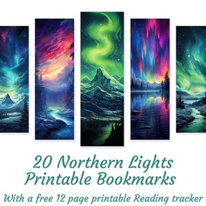 20 Northern Lights Bookmark Designs, Printable Bookmarks, Nature ...