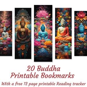 20 Buddha bookmark designs, printable bookmarks, zen bookmarks, sublimation bookmark set, bookmark booklovers, gift for reading lovers, image 1