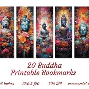 20 Buddha bookmark designs, printable bookmarks, zen bookmarks, sublimation bookmark set, bookmark booklovers, gift for reading lovers, image 5