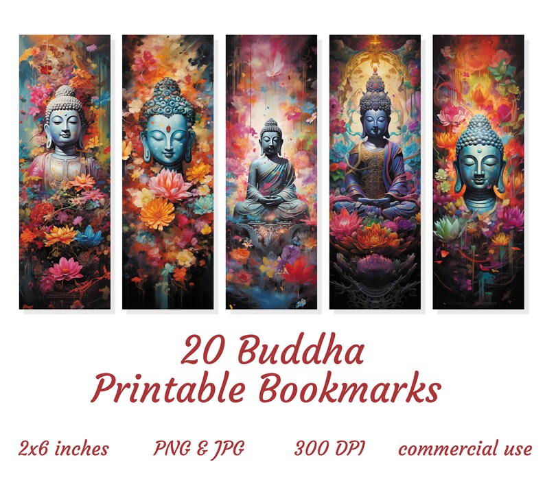 20 Buddha bookmark designs, printable bookmarks, zen bookmarks, sublimation bookmark set, bookmark booklovers, gift for reading lovers, image 5