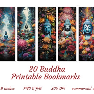 20 Buddha bookmark designs, printable bookmarks, zen bookmarks, sublimation bookmark set, bookmark booklovers, gift for reading lovers, image 7