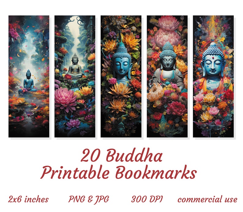 20 Buddha bookmark designs, printable bookmarks, zen bookmarks, sublimation bookmark set, bookmark booklovers, gift for reading lovers, image 7